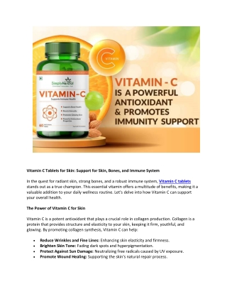 Vitamin C Tablets for Skin: Beauty's Best Friend for Skin & Overall Health
