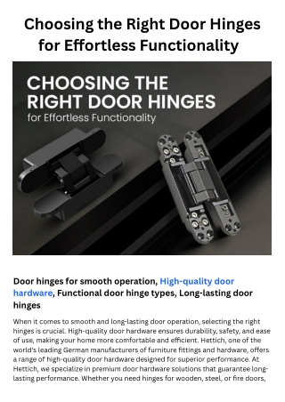 Buy High-Quality Door Hinges – Durable & Reliable Hardware At Hettich India