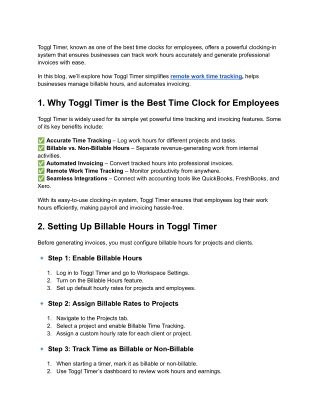 How to Generate Invoices for Tracked Time Using Toggl Timer