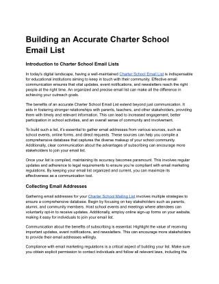 Building an Accurate Charter School Email List