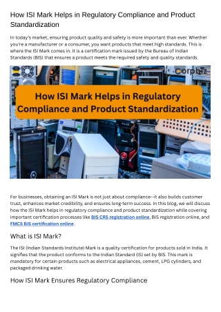ISI Mark Registration: Your Guide to BIS Compliance and Standardization