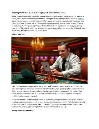 Joker123 APK Download: How to Access and Play Your Favorite Casino Games