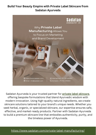 Build Your Beauty Empire with Private Label Skincare from Sadatan Ayurveda