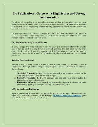 EA Publications Gateway to High Scores and Strong Fundamentals
