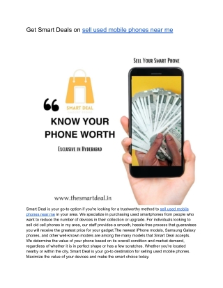 Get Smart Deals on sell used mobile phones near me