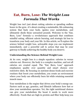Eat, Burn, Lose_ The Weight Loss Formula That Works