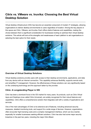 Citrix vs VMware vs Inuvika Choosing the Best Virtual Desktop Solution