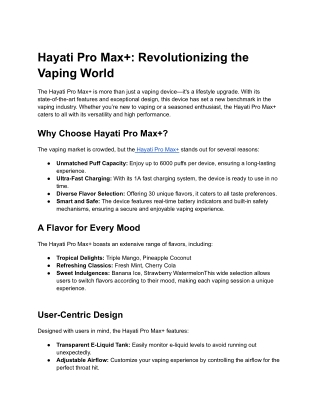 Hayati Pro Max _ Revolutionizing the Vaping World
