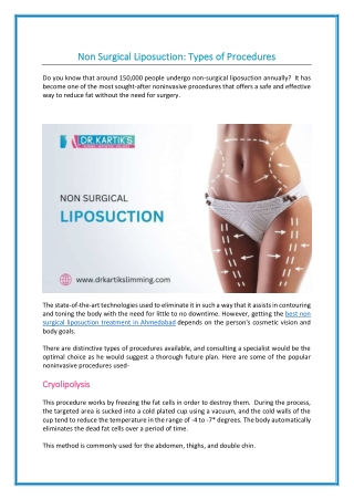 The Best Non-Surgical Liposuction Treatments to lose fat easily