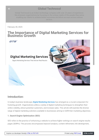 The Importance of Digital Marketing Services for Business Growth