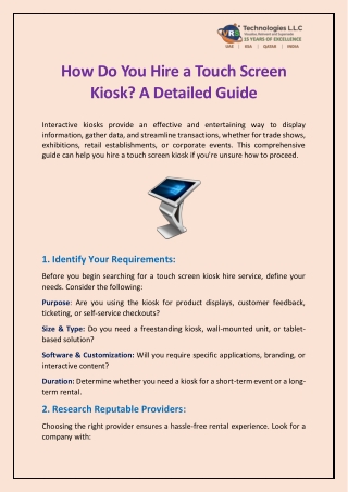 How Do You Hire a Touch Screen Kiosk A Detailed Guide?