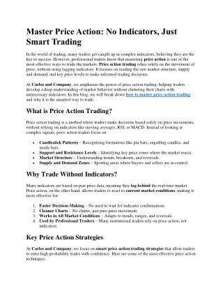 Master Price Action  No Indicators, Just Smart Trading