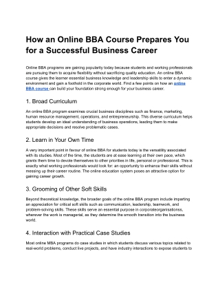 Parul Online article - 9 - How an Online BBA Course Prepares You for a Successful Business Career