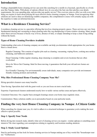 Finding the Best Residence Cleaning Company in Nampa: A Resident Overview