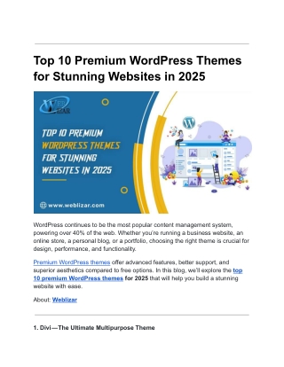 Top 10 Premium WordPress Themes for Stunning Websites in 2025