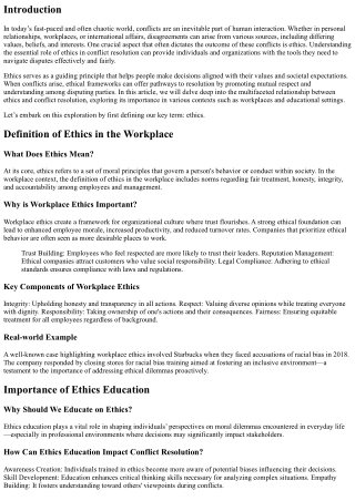 The Essential Role of Ethics in Conflict Resolution