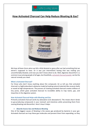 Activated Charcoal for Digestive Relief - Life Giving Store