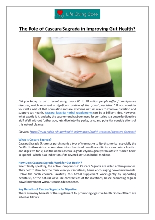 Boost Gut Health with Cascara Sagrada Herbal Supplement - Life Giving Store
