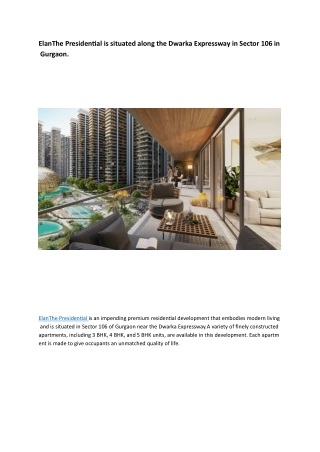 Elan The Presidential: Redefining Luxury Living in Gurugram