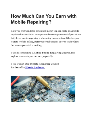 How Much Can You Earn with Mobile Repairing