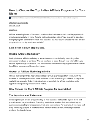 How to Choose the Top Indian Affiliate Programs for Your Niche