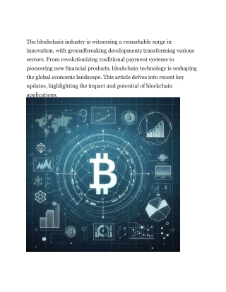 Blockchain Development Updates in Finance, Payments and Crypto Markets