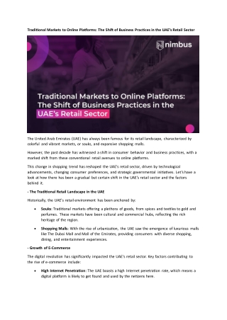 Traditional Markets to Online Platforms - NIMBUS