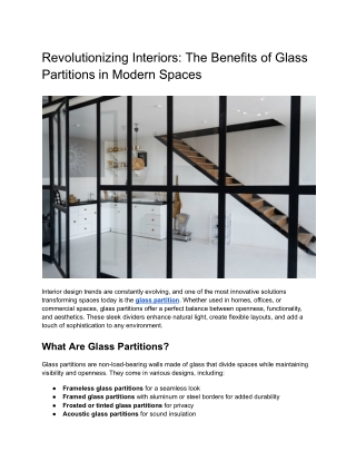 Revolutionizing Interiors_ The Benefits of Glass Partitions in Modern Spaces