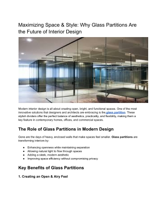 Maximizing Space & Style_ Why Glass Partitions Are the Future of Interior Design