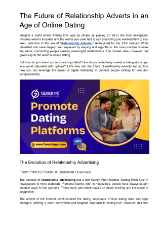 The Future of Relationship Adverts in an Age of Online Dating