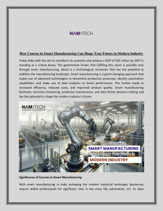 How Courses in Smart Manufacturing Can Shape Your Future in Modern Industry