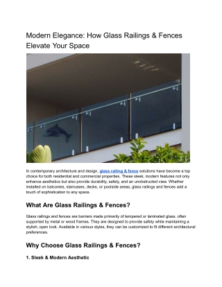 Modern Elegance_ How Glass Railings & Fences Elevate Your Space