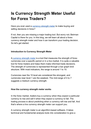 Currency Strength Meter