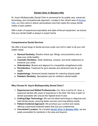 Dental clinic in Banjara hills