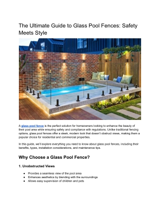 The Ultimate Guide to Glass Pool Fences_ Safety Meets Style