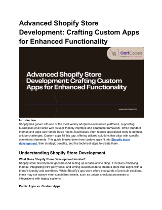 Advanced Shopify Store Development_ Crafting Custom Apps for Enhanced Functionality