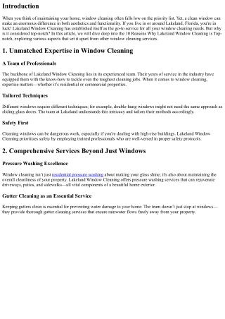 10 Reasons Why Lakeland Window Cleaning is Top-notch