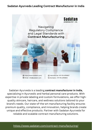 Sadatan Ayurveda Leading Contract Manufacturer in India
