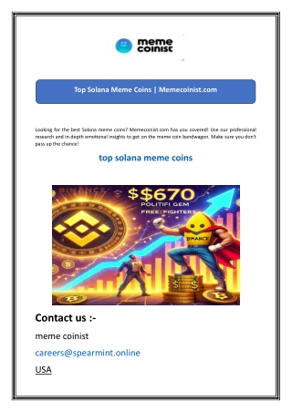 Top Solana Meme Coins  Memecoinist