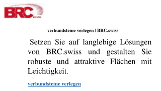 verbundsteine verlegen  BRC.swiss