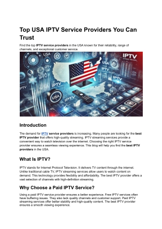 Top USA IPTV Service Providers You Can Trust