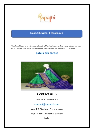 Patola Silk Sarees  Tapathi