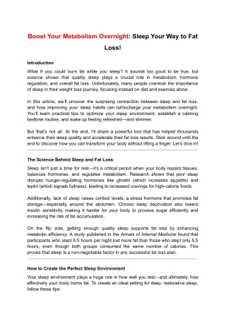 Boost Your Metabolism Overnight_ Sleep Your Way to Fat Loss