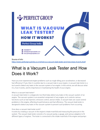 What is a Vacuum Leak Tester and How Does it Work_