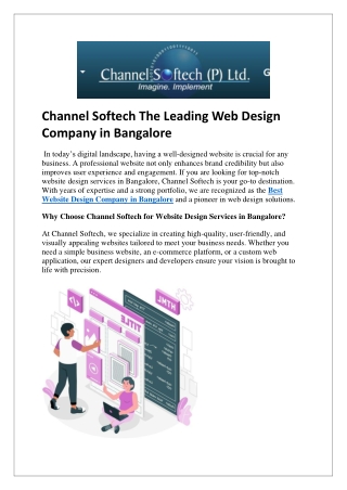 Channel Softech The Leading Web Design Company in Bangalore