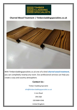 Charred Wood Treatment  Timbercladdingspecialists.co.uk