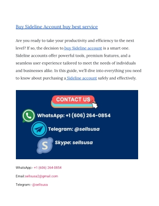 Buy Sideline Account buy best service