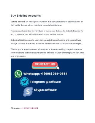 Buy Sideline Accounts