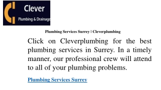 Plumbing Services Surrey  Cleverplumbing