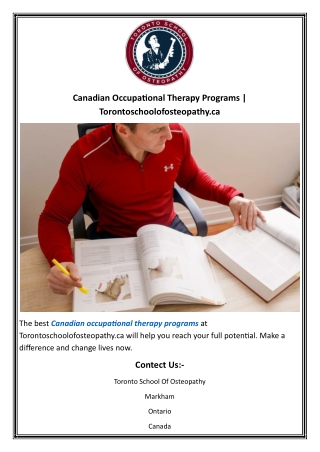 Canadian Occupational Therapy Programs  Torontoschoolofosteopathy.ca